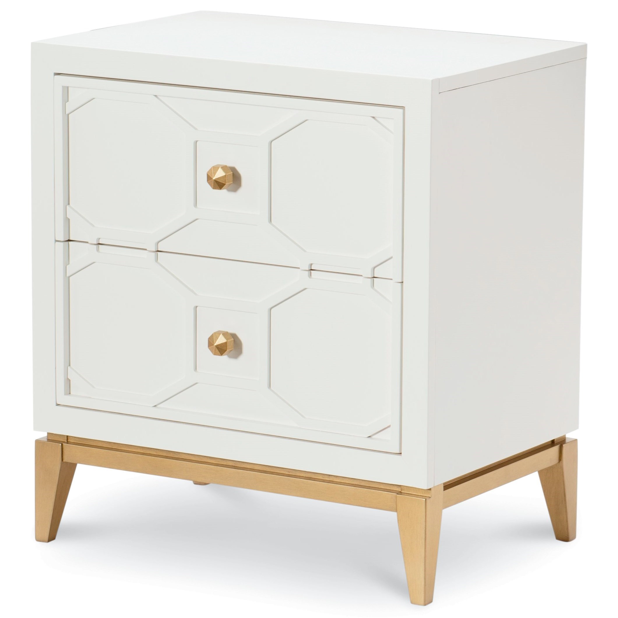 Rachael Ray Home Chelsea Youth 000619972 2 Drawer Night Stand with Gold Accents Belfort Furniture Nightstands
